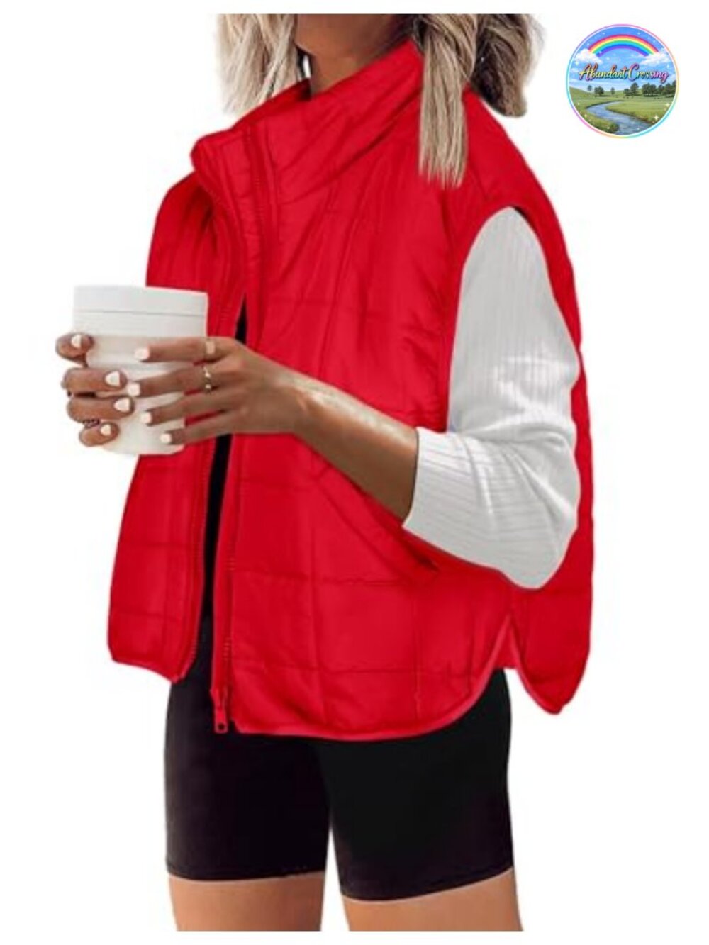 Womens Puffer Vest Sleeveless Zip Up Quilted Outerwear